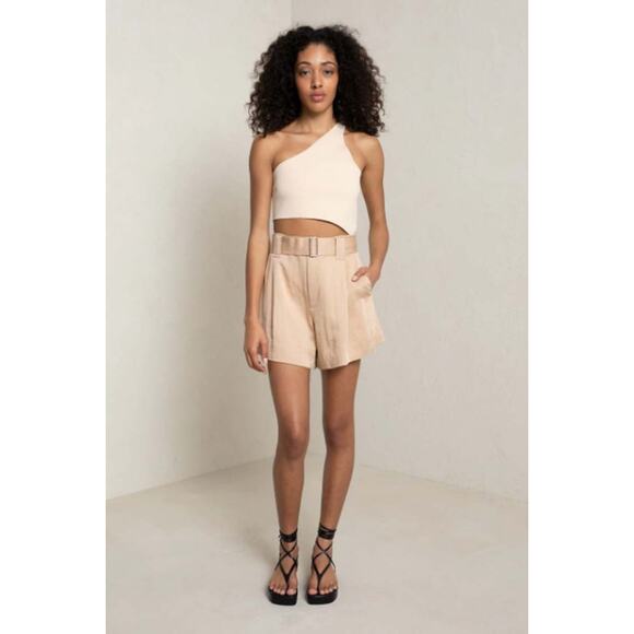 NWT A.L.C. Tan Tawny Brown Mid Rise Detachable Belt Grayson Shorts Size 6 - Picture 1 of 12